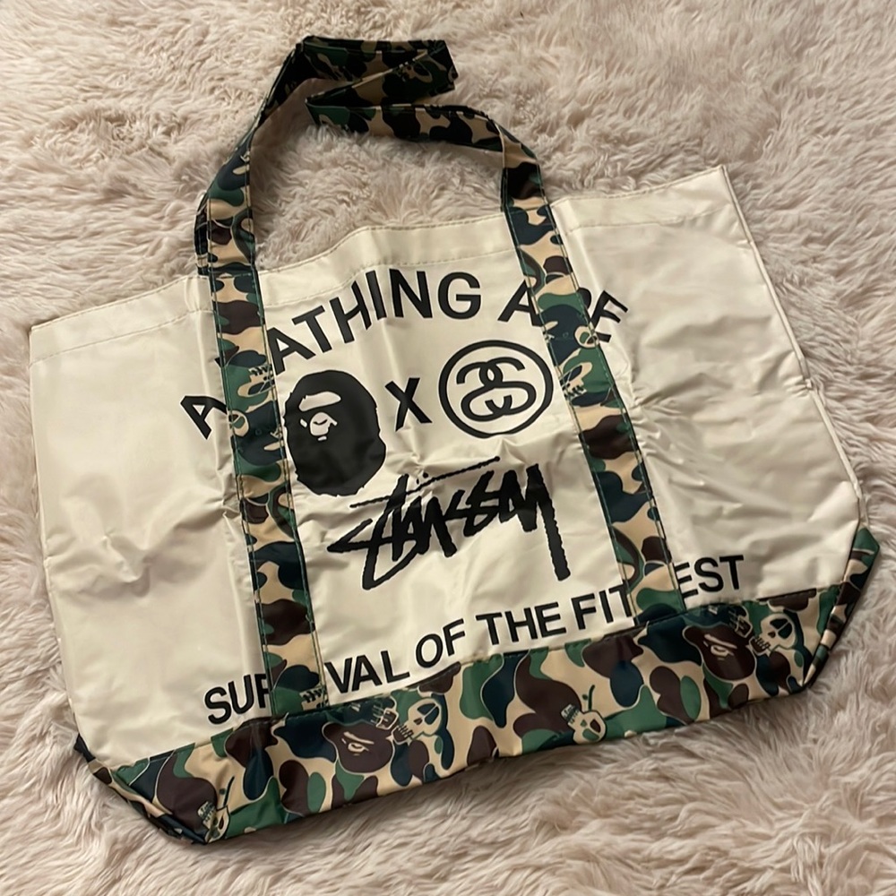 AUTHENTIC Stussy x Bathing Ape Tote Bag LIMITED EDITION